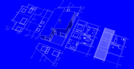 house architecture plan 3d illustration	