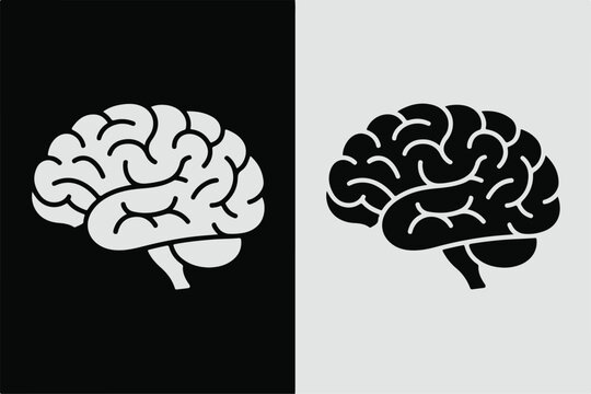 Dichotomy brain concept icon set for psychology and thought