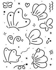 Naklejka premium vector illustration of an abstract doodle butterfly | scribble butterflies