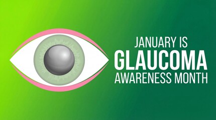 A vibrant green and pink graphic highlights glaucoma awareness month featuring a detailed eye illustration and text promoting awareness high quality