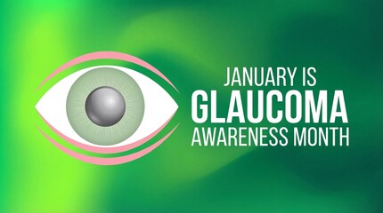 A vibrant graphic showcases an eye with a pink outline promoting glaucoma awareness for the month of january highlighting vision health