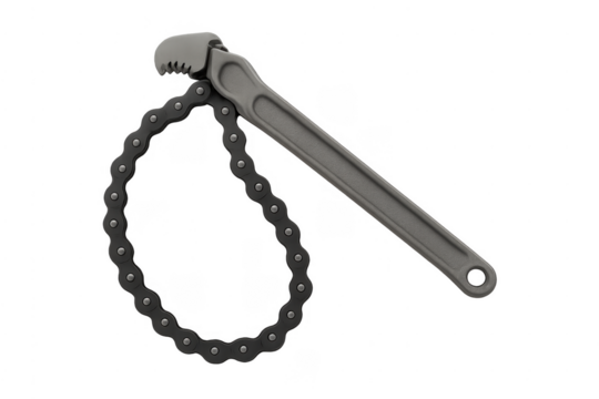 Chain pipe wrench tool for industrial plumbing work - Powered by Adobe