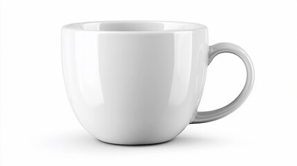 White coffee cup on a plain background in a kitchen setting