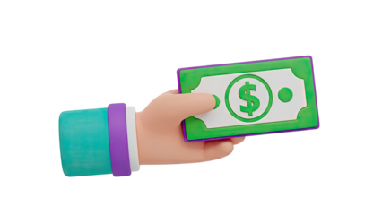 Cartoon Hand Holding a Dollar Bill