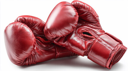 Red boxing gloves on a white background ready for a match