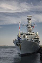 
GUIDED MISSILE FRIGATE - Royal Navy ship in port at the quay
