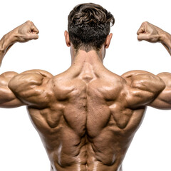 Muscular Man Showing Back Muscles.