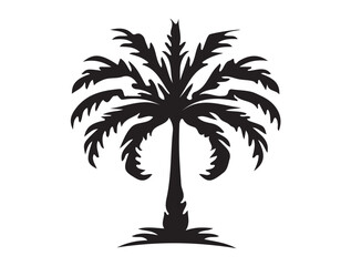 New palm tree in silhouette white background..