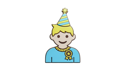 Boy Wearing Party Hat and Award Ribbon