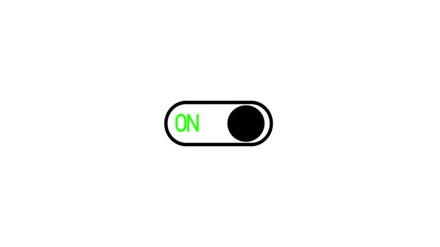Switch on and switch off button. Power digital button. Turning on-off animation. power off / on button animation technology concept animation on white wall.