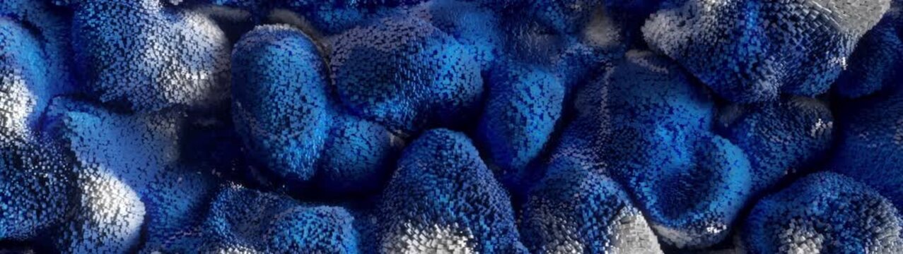Abstract Ocean of Data Flowing Blue and White Cubes &ndash; Generative 3D Technology Background
