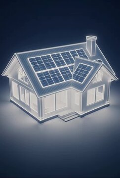 House with Solar Panels on Roof.