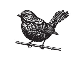 Obraz premium Sparrow image in silhouette white background.