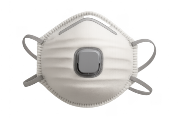 Filtering respirator mask providing dust and virus protection on transparent background