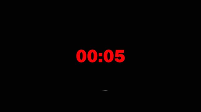 Countdown timer from 10 to 0 seconds real time,  countdown animation black background with alpha channel 10 Seconds Digital Countdown Timer Animation.