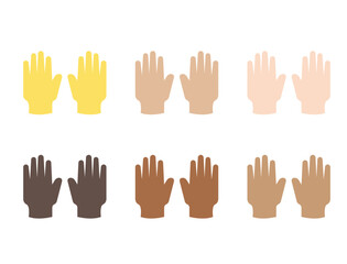 Obraz premium raising hands pair of hands raised in air happy joy celebration hand fingers emoji symbol sign icon vector illustration isolated flat