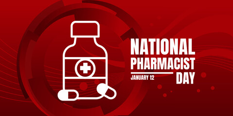 National pharmacist day banner, january 12 celebration - Vector illustration