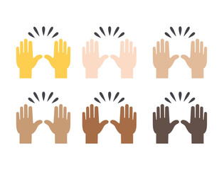 raising hands pair of hands raised in air happy joy celebration hand fingers emoji symbol sign icon vector illustration isolated flat