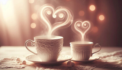 Warm Hearts Steaming Cups of Love, valentine day