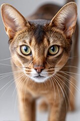 Charming Abyssinian Cat Portrait with Expressive Golden Eyes in Studio for Pet Adoption Campaign Ads