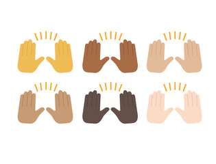 Fototapeta premium raising hands pair of hands raised in air happy joy celebration hand fingers emoji symbol sign icon vector illustration isolated flat
