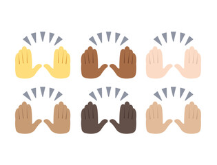 raising hands pair of hands raised in air happy joy celebration hand fingers emoji symbol sign icon vector illustration isolated flat