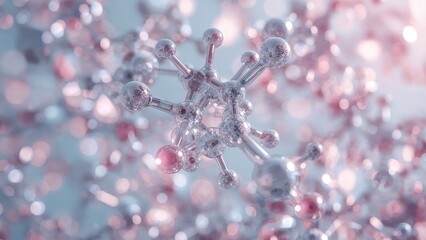 Complex Molecule, Hyper Detailed Interconnected Atoms, 3D Molecular Structure Background