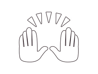 raising hands pair of hands raised in air happy joy celebration hand fingers emoji symbol sign icon vector illustration isolated flat