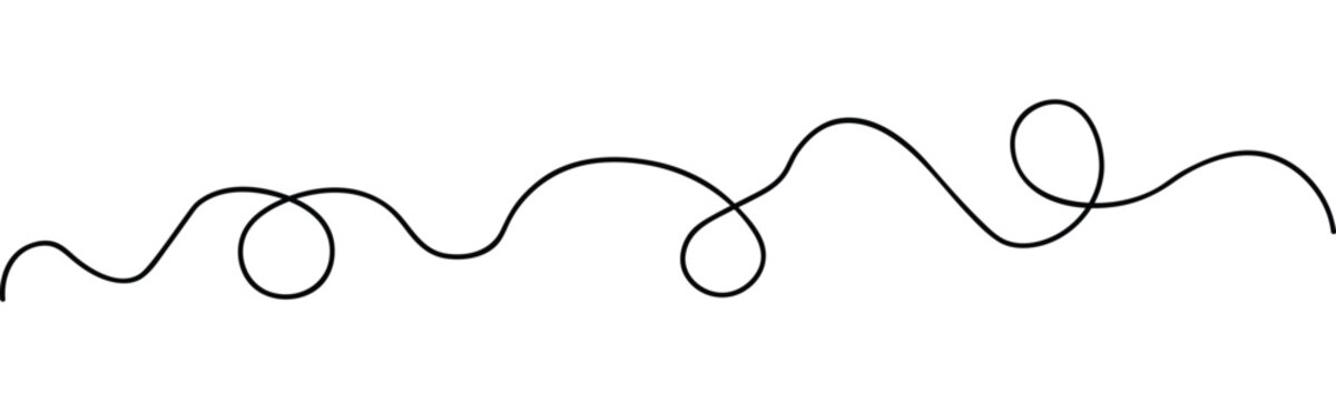 Wavy curvy long squiggles line, loopy line, wave line - stock vector. abstract wavy line. long hand drawn squiggle. vector illustration on transparent background