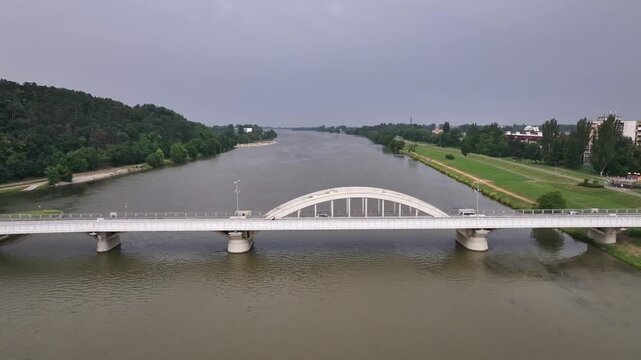 Aerial view of the recreation area by the river Vah, Piestany, Slovakia