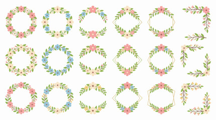 Collection of floral wreath designs. Spring Vector Packs. EPS Editable