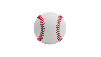 Close-up of a Baseball with Red Stitching on a White Background
