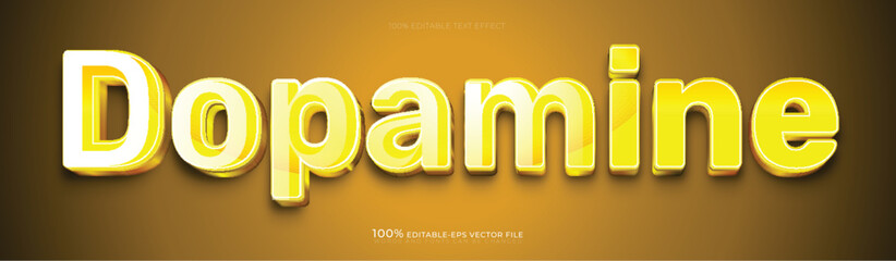 dopamine yellow glossy and rounded 3d text effect vector template