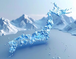 雪のイメージの日本地図（ai生成画像）