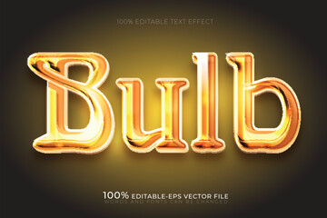 bulb golden glossy light and creative energy text effect vector template