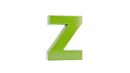 3D Green 3D Letter Z on transparent background