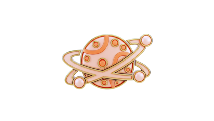 3D Rendered Planet Icon with Gold Rings