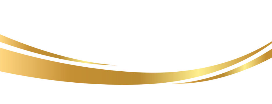 Flowing golden waves and swooshes with golden gradient 