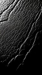 Elegant Black Leather Upholstery Sample with Subtle Texture and Minimalist Pattern Close Up View