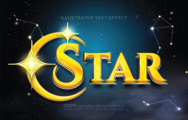 star celestial golden star and galaxy text effect vector