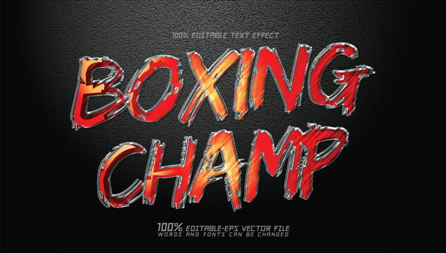 boxing champion editable text effect
