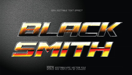 black smith glossy chrome and metallic gradient text effect vector template