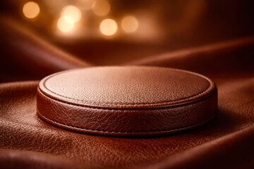 A leather object with a black surface