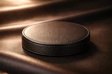 A leather object with a black surface