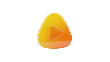 3D Glossy Play Button Icon on transparent background