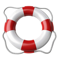 A detailed 3d rendering of a classic red and white lifebuoy for marine safety