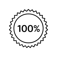 Naklejka premium A black and white icon representing a 100% guarantee or quality seal.
