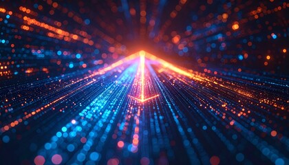 Digital highway in abstract, a visualization of speed and data transmission. Data streams and digital particles. Capturing the essence of innovation.