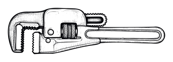 Industrial heavyduty adjustable pipe wrench, a vital hand tool for plumbing and mechanical repair tasks, suitable for technical publications and hardware store promotions