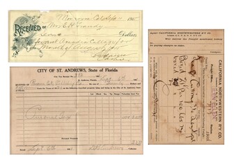 Printable ticket old vintage retro paper set